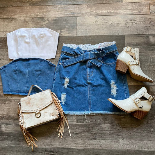 Lace & Denim Skirt