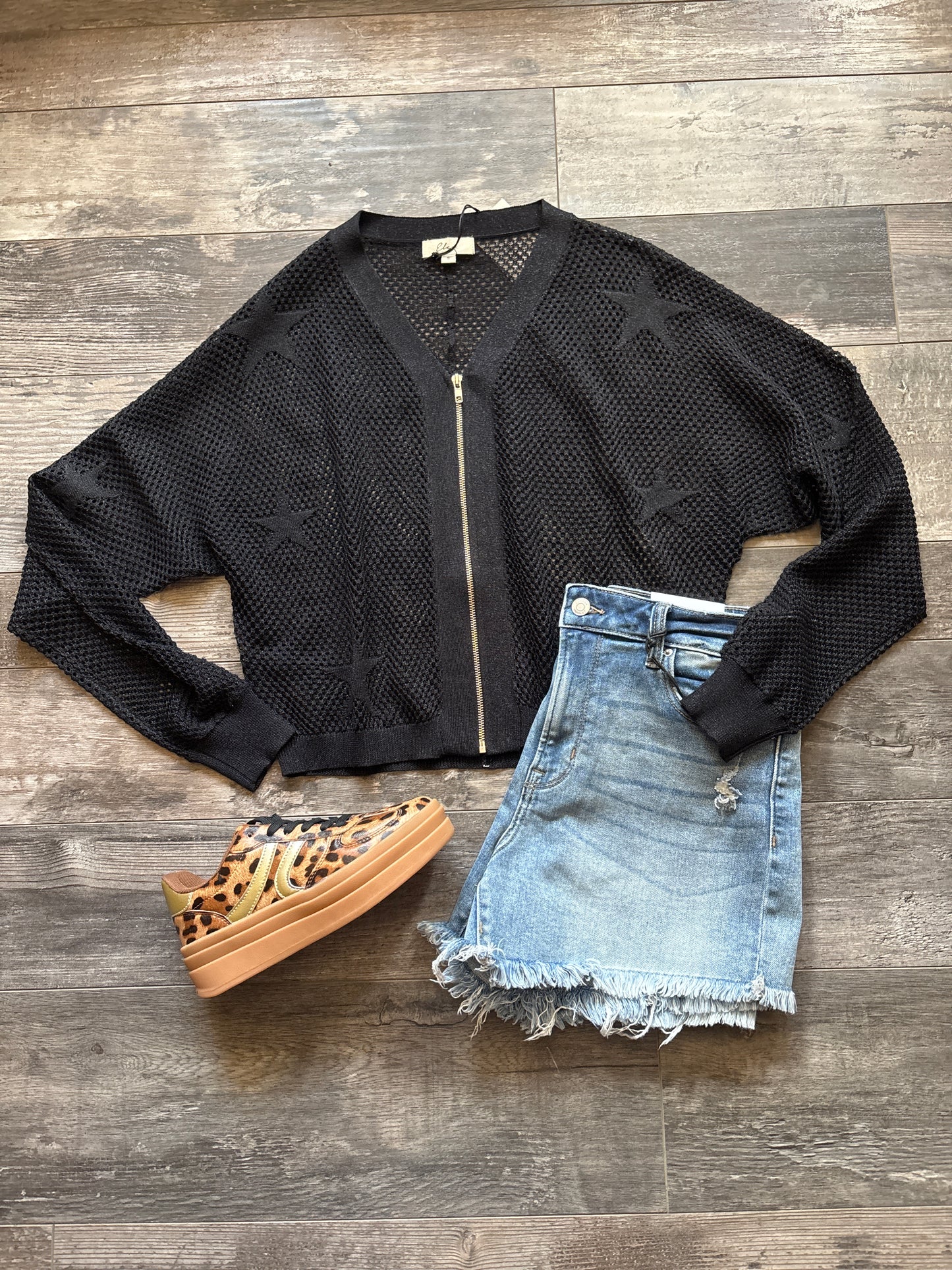 Shimmery Black Star Zip up