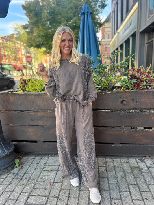 Mineral Wash Leopard Patchwork