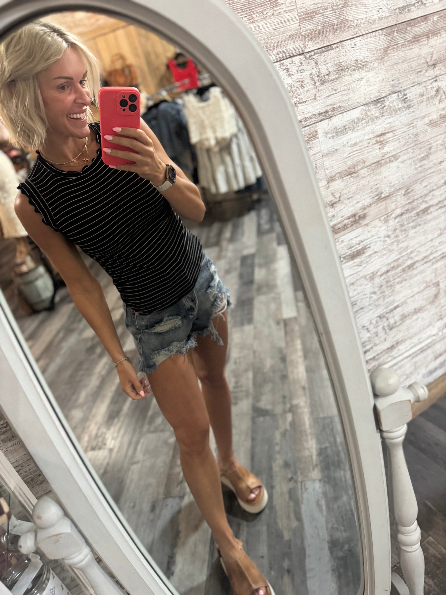 Ruffle Trim Sleeve Top