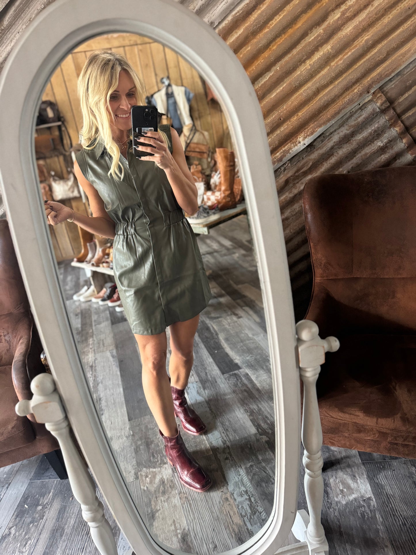 Faux Elastic Waist Dress