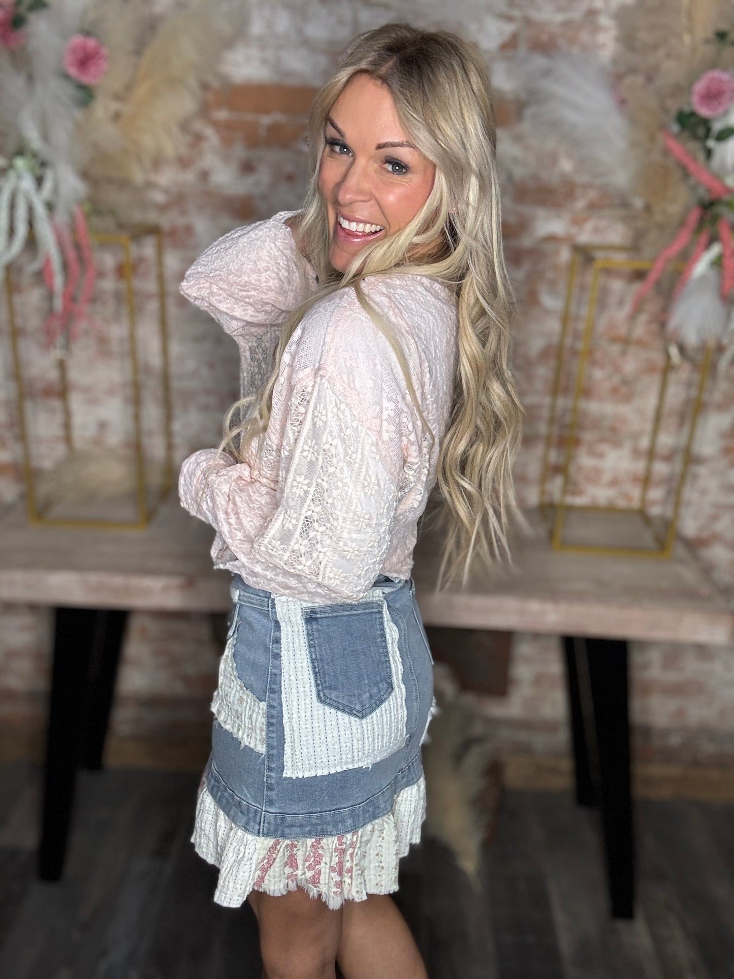Blushed Lace Top