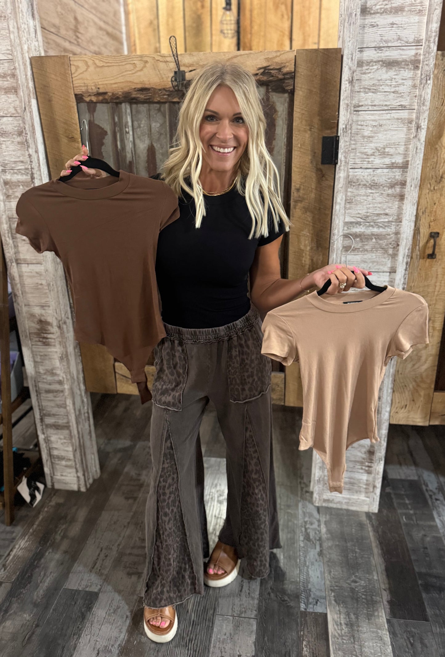 Round Neck Ribbed Bodysuit