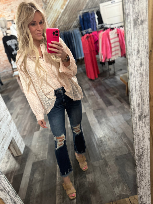 Blushed Lace Top