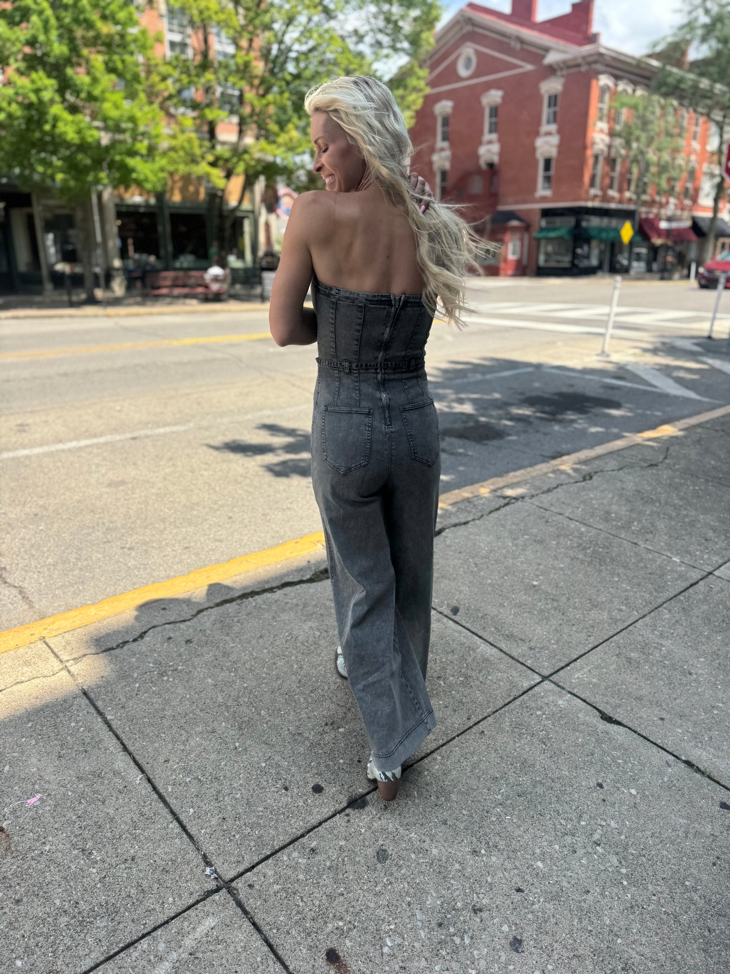 Strapless Denim Romper