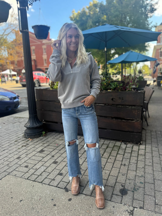 Slim Wide Leg Distress Hem