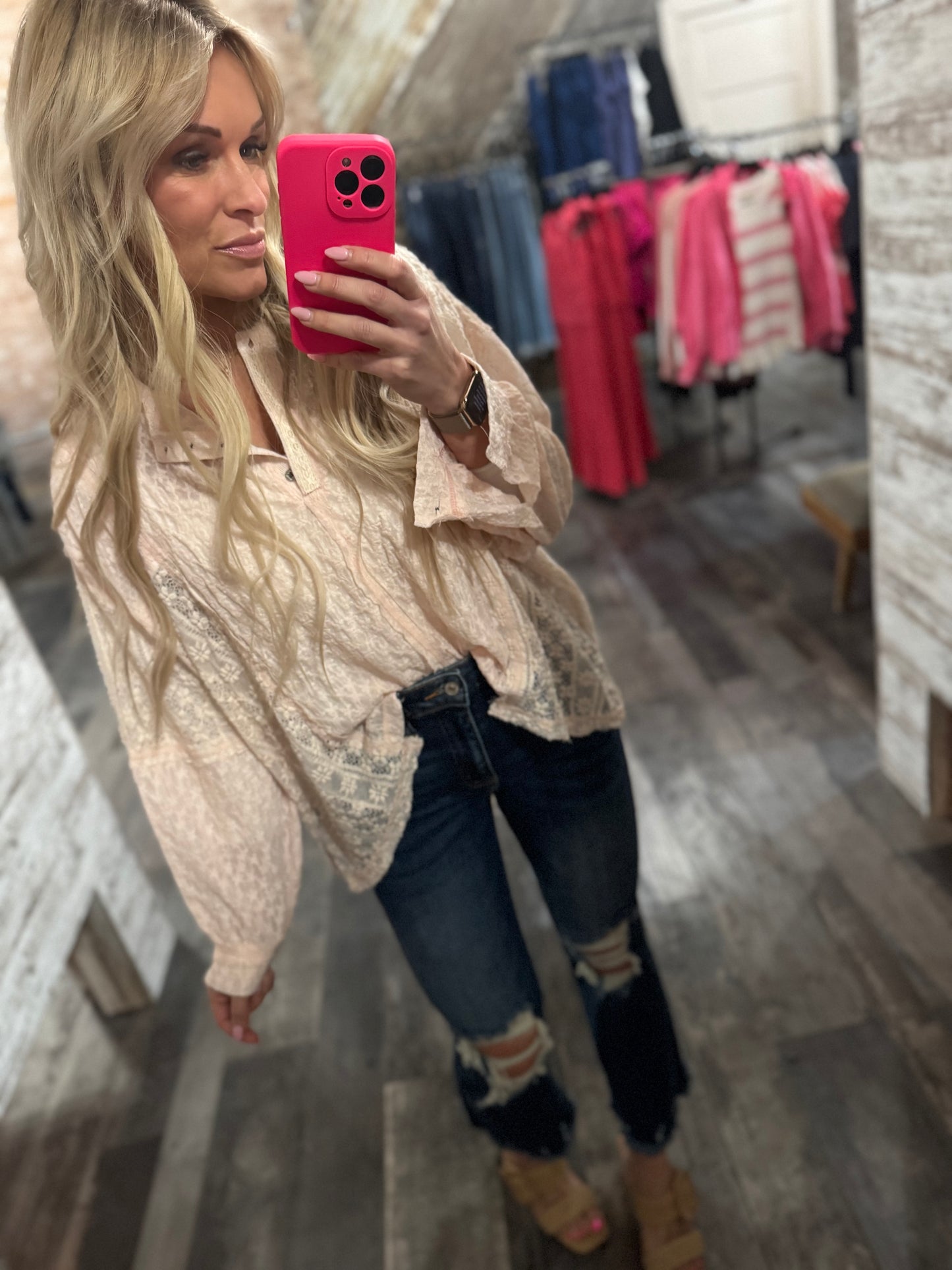 Blushed Lace Top