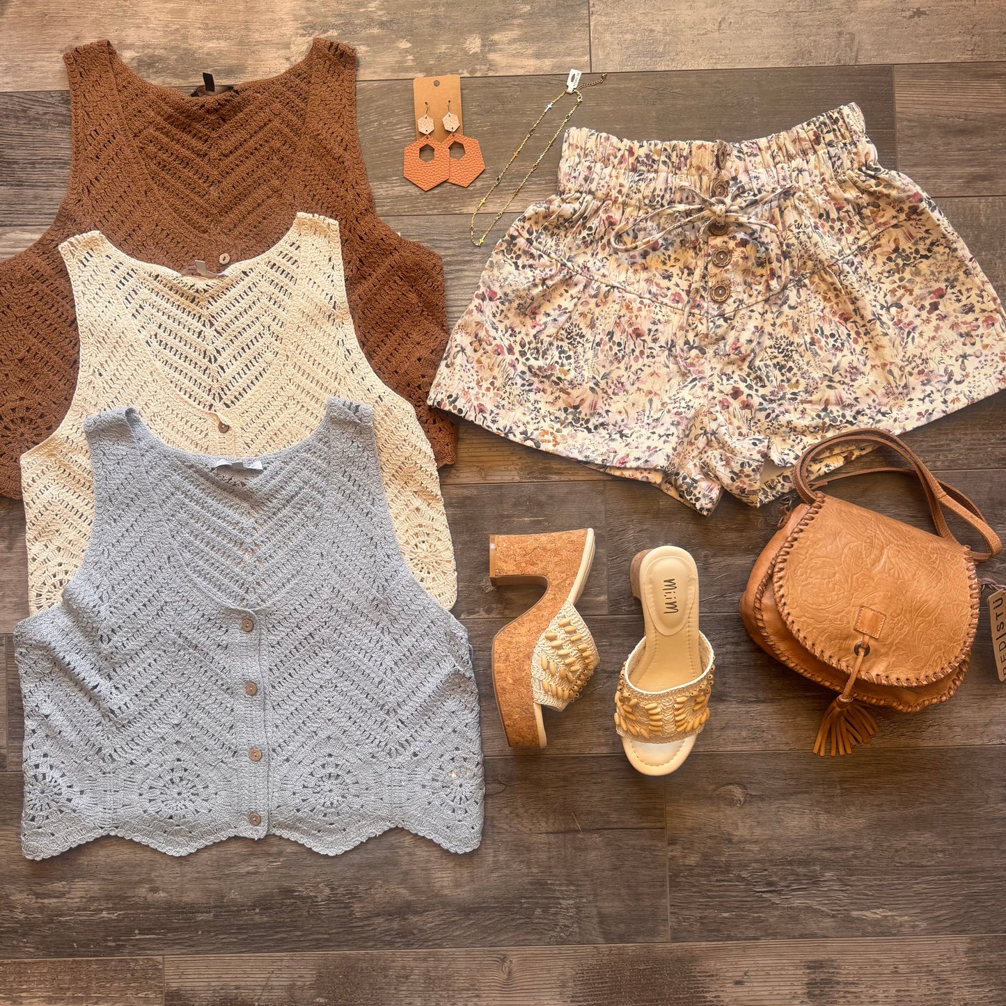 Smocked Floral Denim Short