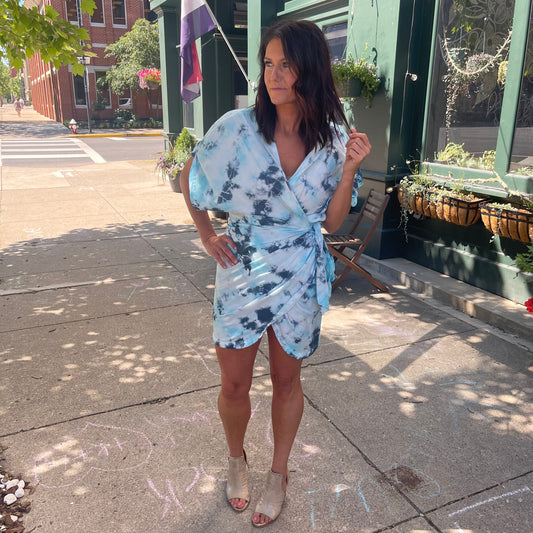 Tie Dye Wrap Dress