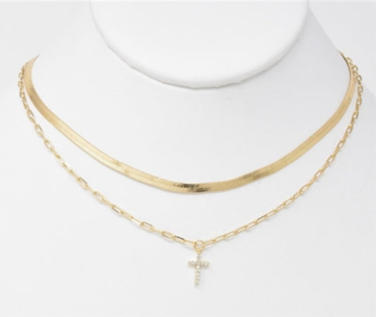 Cross & Herringbone Necklace