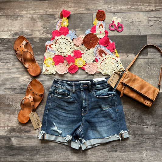 Cuffed Denim Short