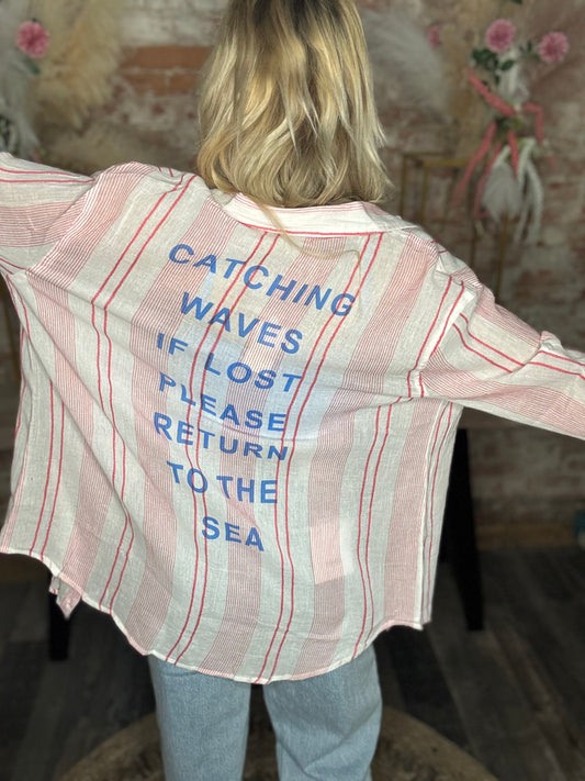 Stripe Printed Button Down