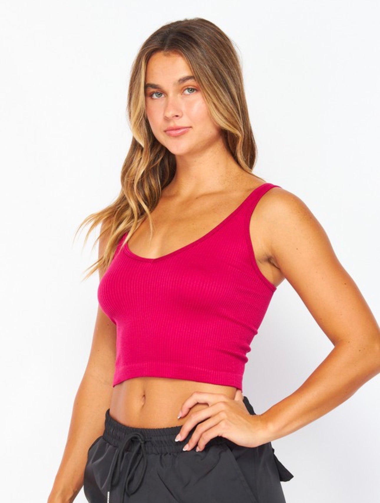 My Stretchy Seamless V-Neck Crop
