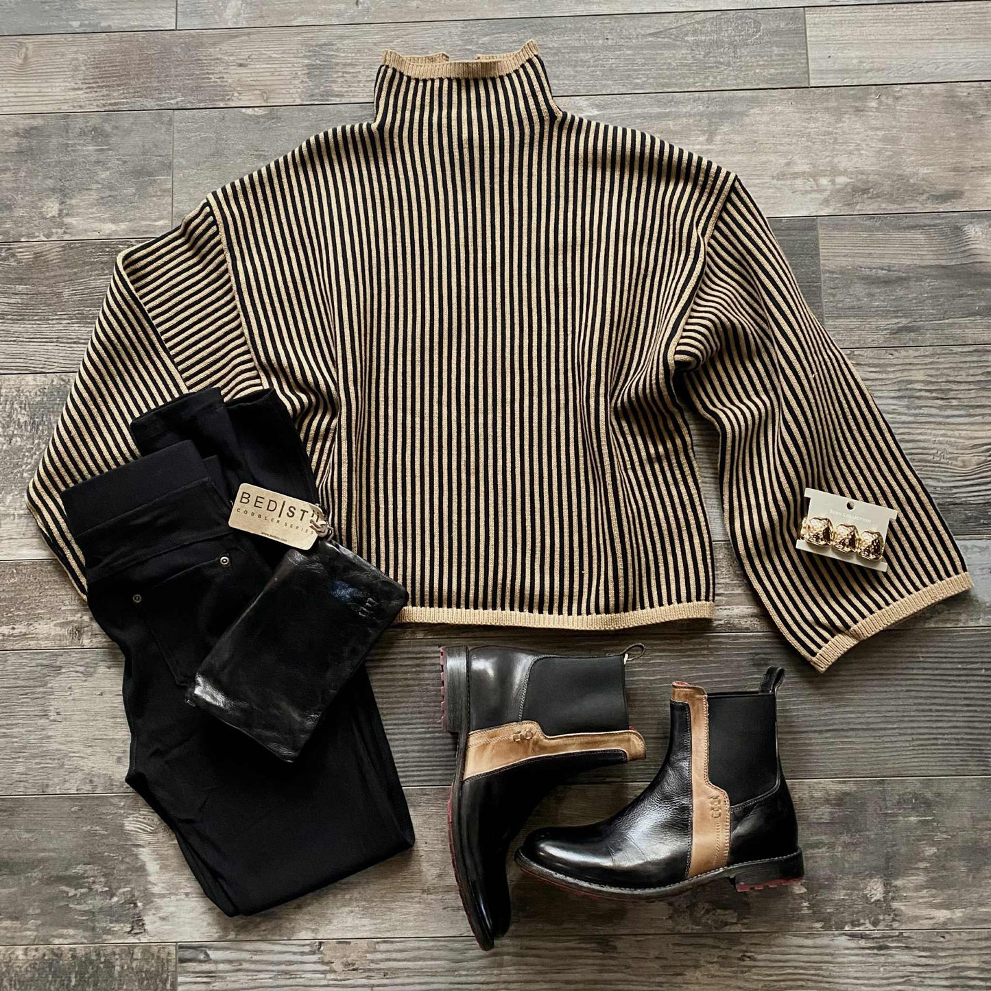 Tan & Black Stripe Sweater
