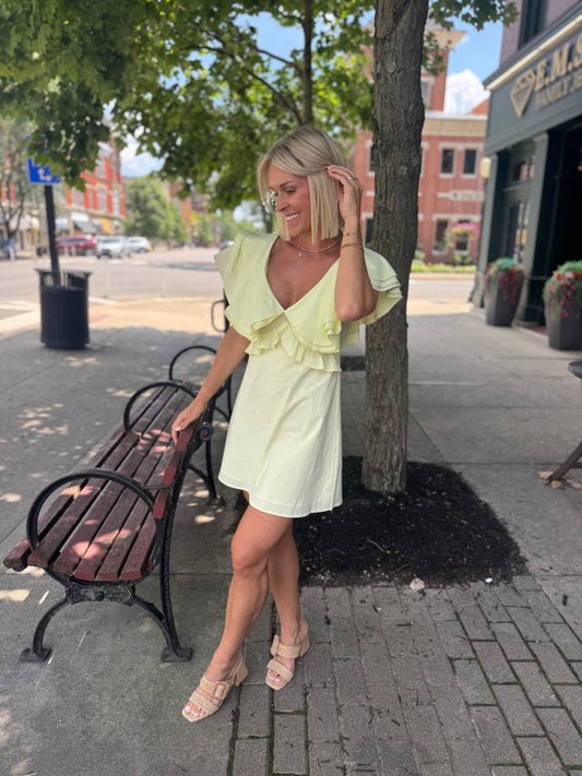 Dusty Lime Ruffled Dress