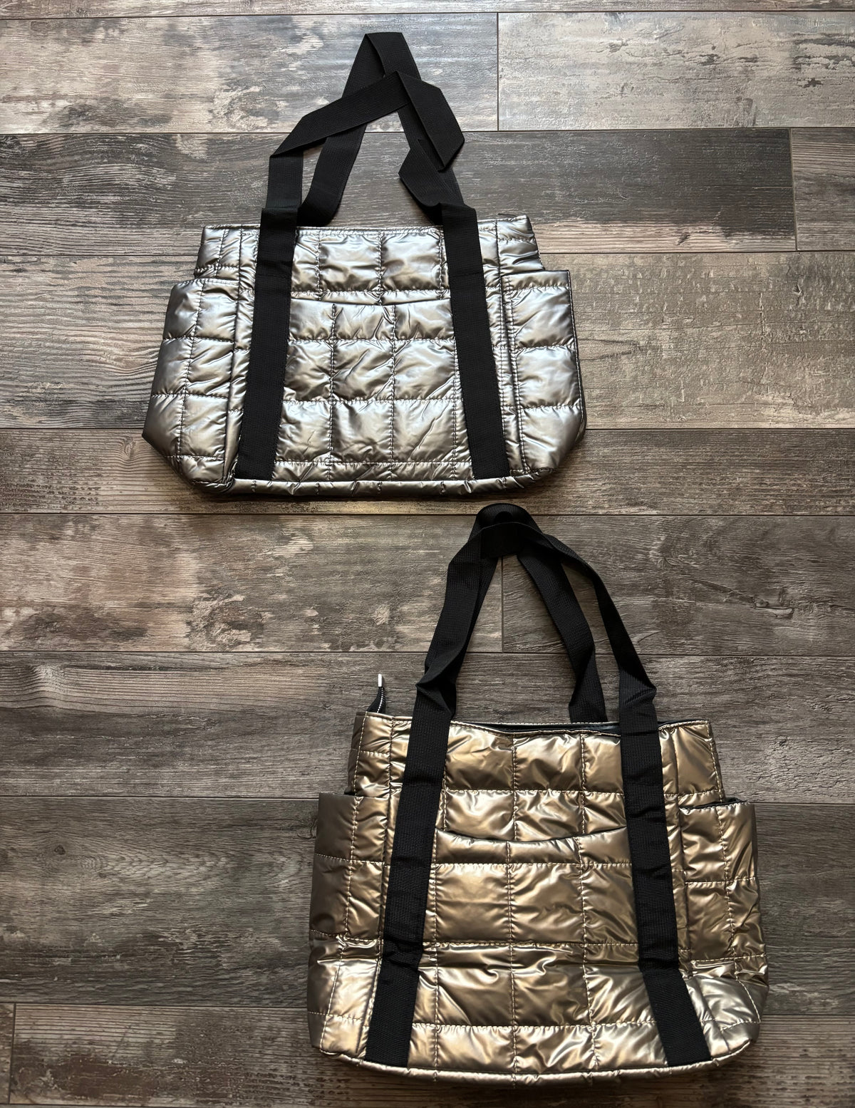 Metallic Puffer Tote