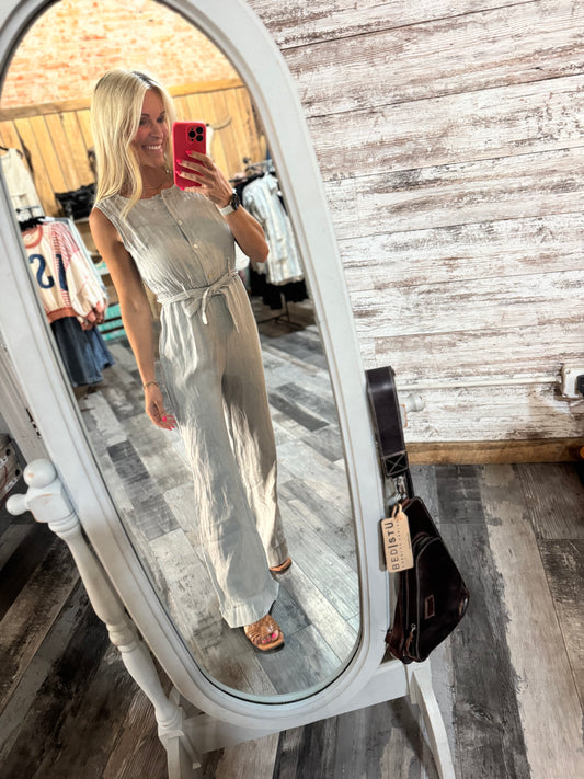 Grey Linen Jumpsuit