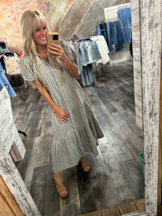 Grey Stripe Maxi