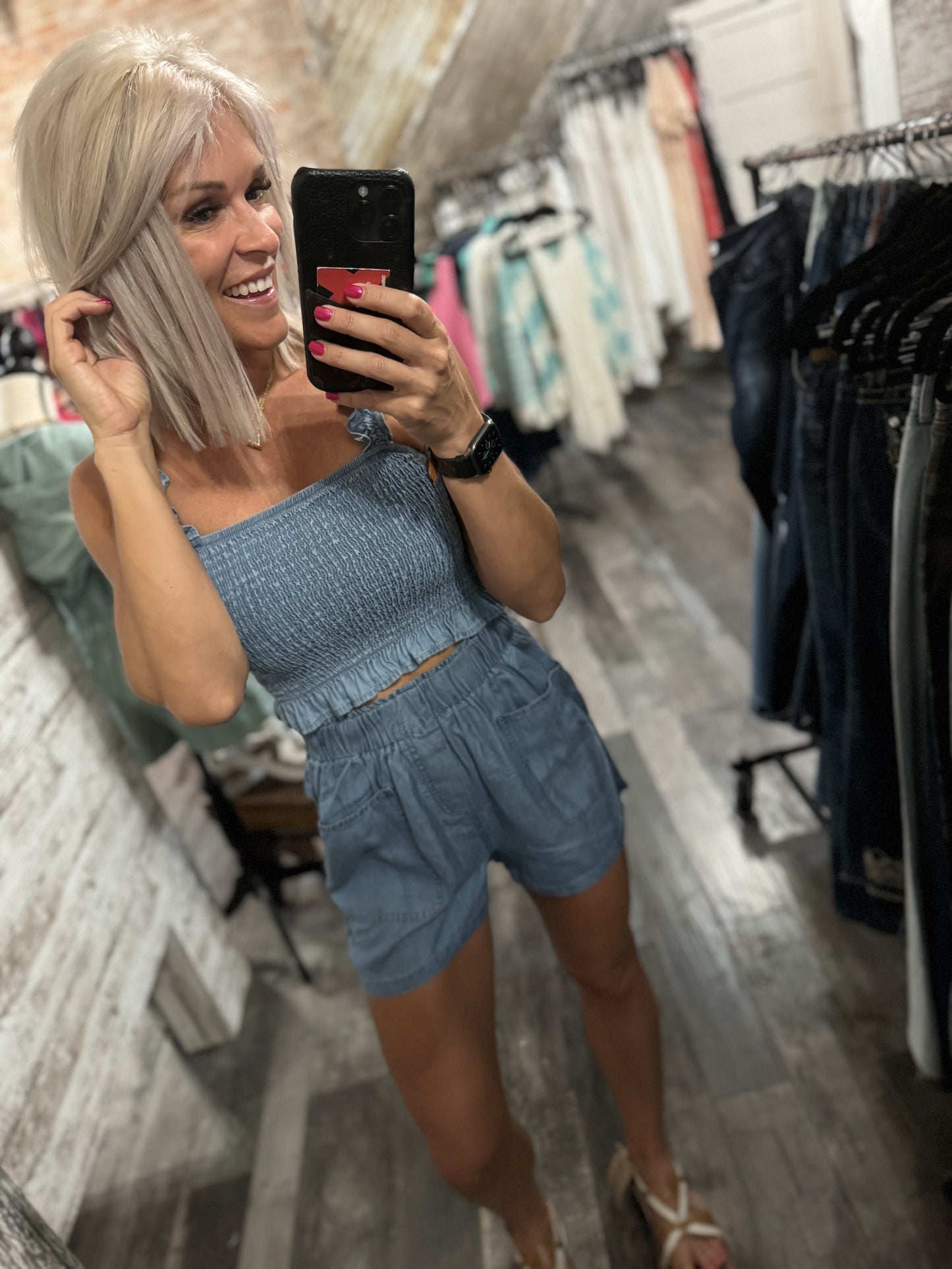 Chambray Crop Top