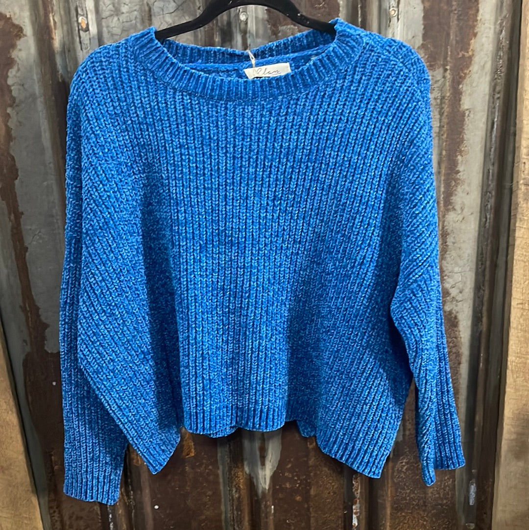 Blue tie back sweater